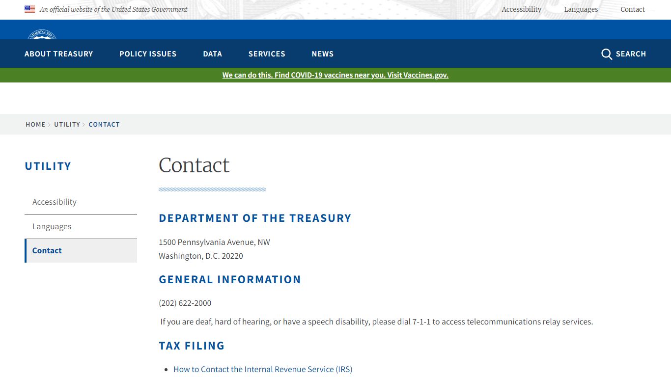 Contact | U.S. Department of the Treasury