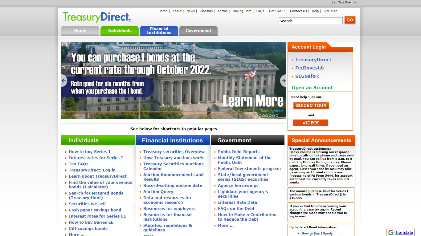 TreasuryDirect - Home - Savings Bonds